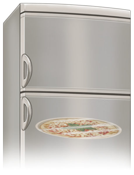 Pizza confezionata in cartoncino+pet Compac in frigorifero